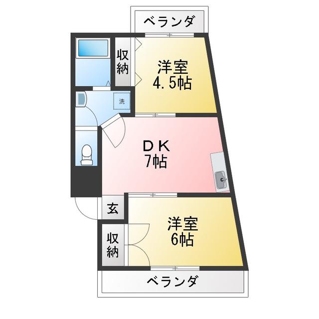 第1吉田ビル(2DK/2階)の間取り写真