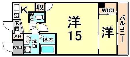 セレニテ甲子園1号棟(1DK/3階)の間取り写真