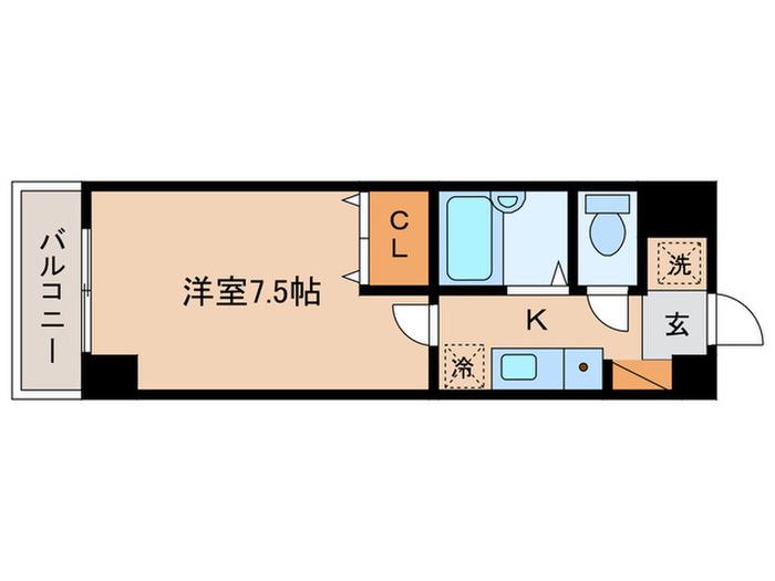 プリオールZEN(1K/3階)の間取り写真
