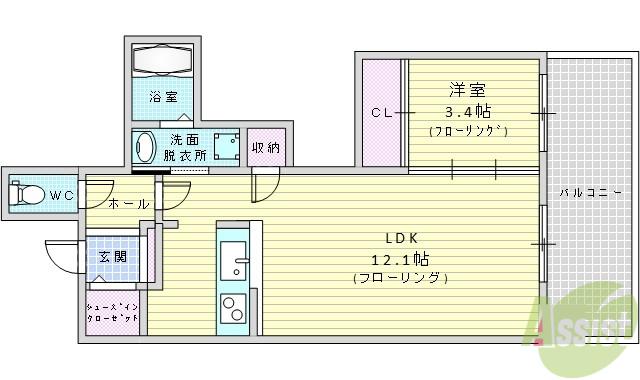 ザ・レジデンス江坂(1LDK/8階)の間取り写真