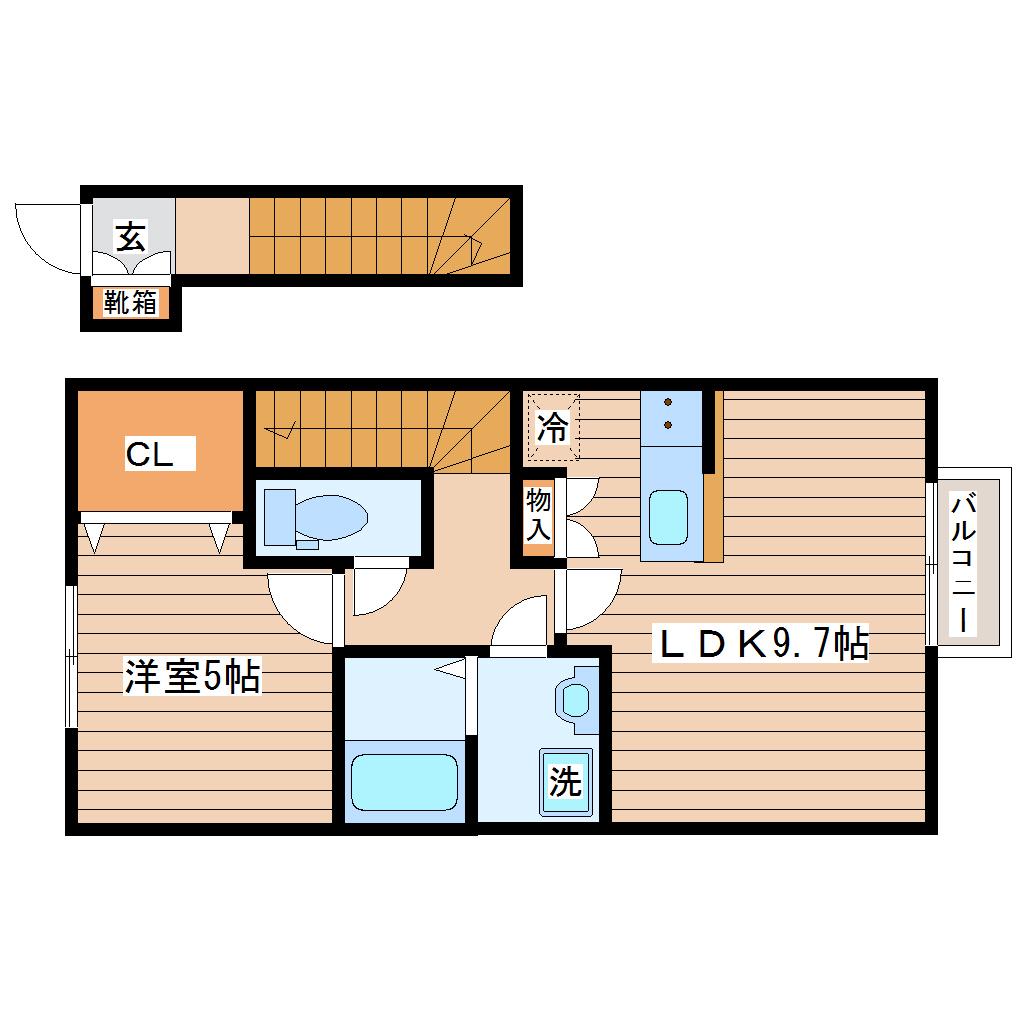 ラヴィス(1LDK/2階)の間取り写真
