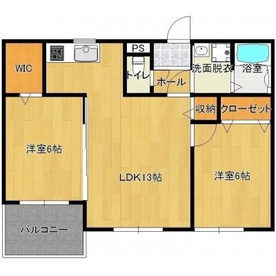 RIVER(2LDK/1階)の間取り写真