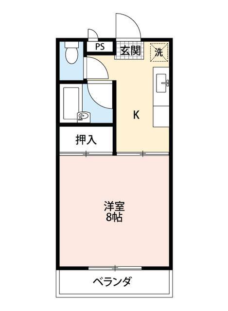 コーポ御幣川(1K/2階)の間取り写真