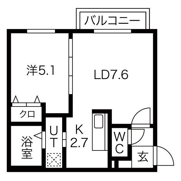 EXCEL琴似(1LDK/2階)の間取り写真
