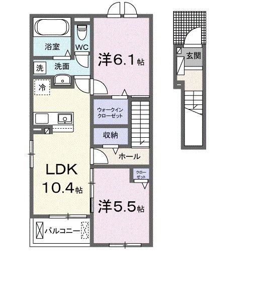 グランドール・ヌール(2LDK/2階)の間取り写真