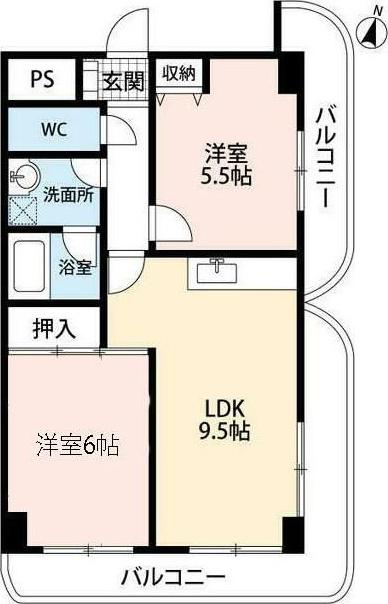 カサヴェルデ(2DK/4階)の間取り写真