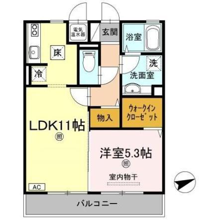 フェリース サラ(1LDK/1階)の間取り写真