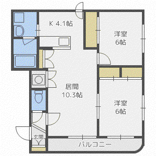 グランメール CALM(2LDK/2階)の間取り写真