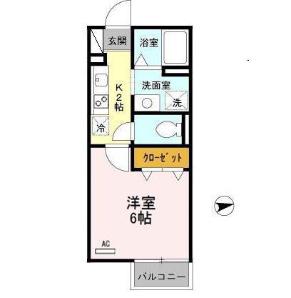 ルミエール中向陽(1K/2階)の間取り写真