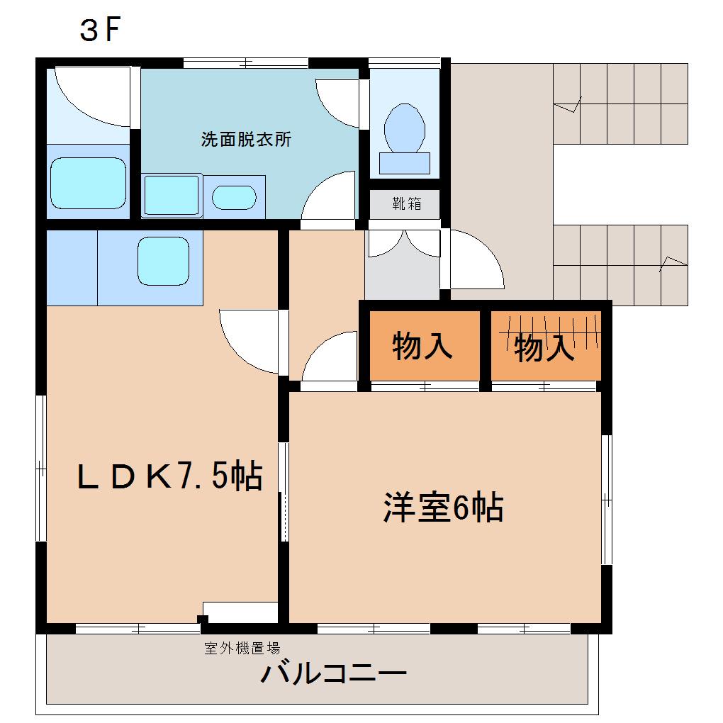 コスモスハウス(1LDK/3階)の間取り写真