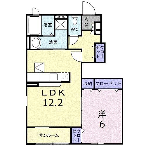 フロレスタ(1LDK/1階)の間取り写真