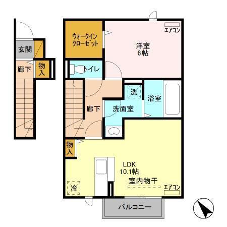 チェスナット(1LDK/2階)の間取り写真