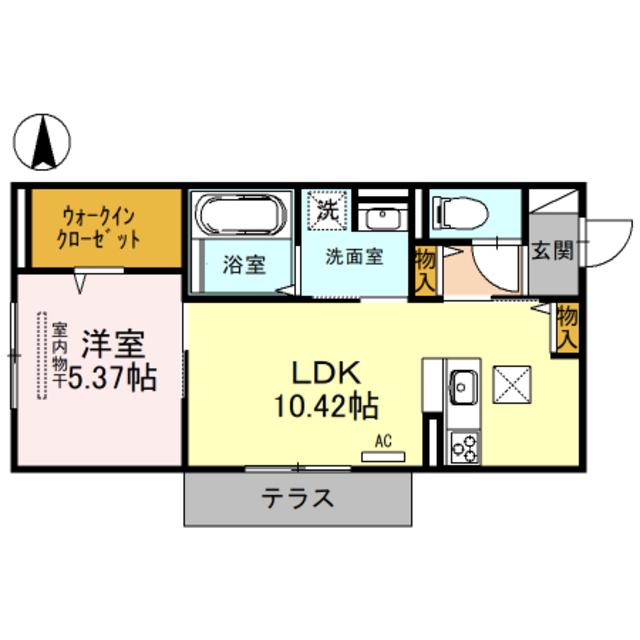 SINFARIAYUZATO B棟(1LDK/1階)の間取り写真