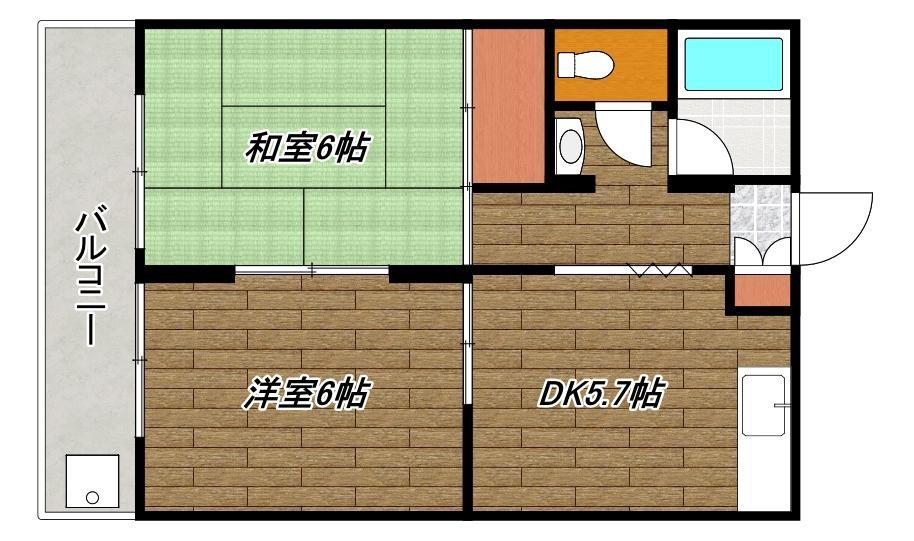 エクステンドロイヤル(2DK/3階)の間取り写真