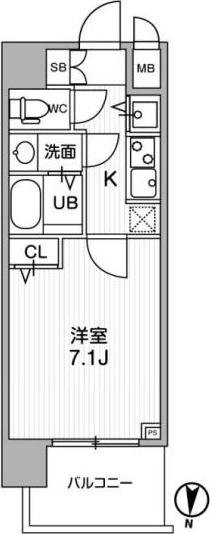 LA DOUCEUR新大阪(1K/7階)の間取り写真