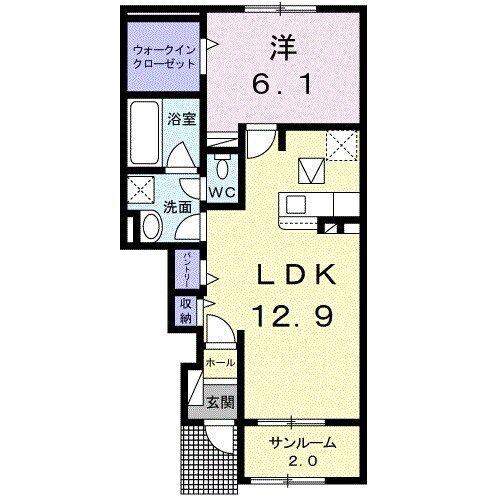 セレーノII(1LDK/1階)の間取り写真