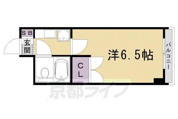 ルピエ四条(1K/2階)の間取り写真
