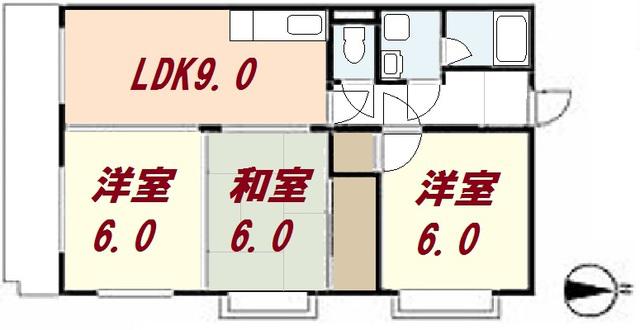 コーポラス大町I(3LDK/5階)の間取り写真
