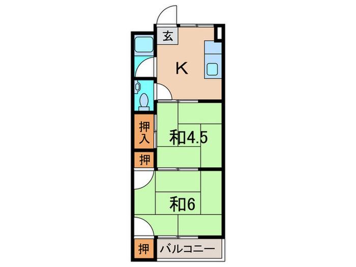 グレイス川西 南館(2K/5階)の間取り写真