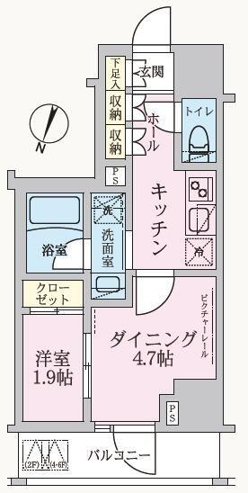 ARKMARK方南町STA(1DK/6階)の間取り写真