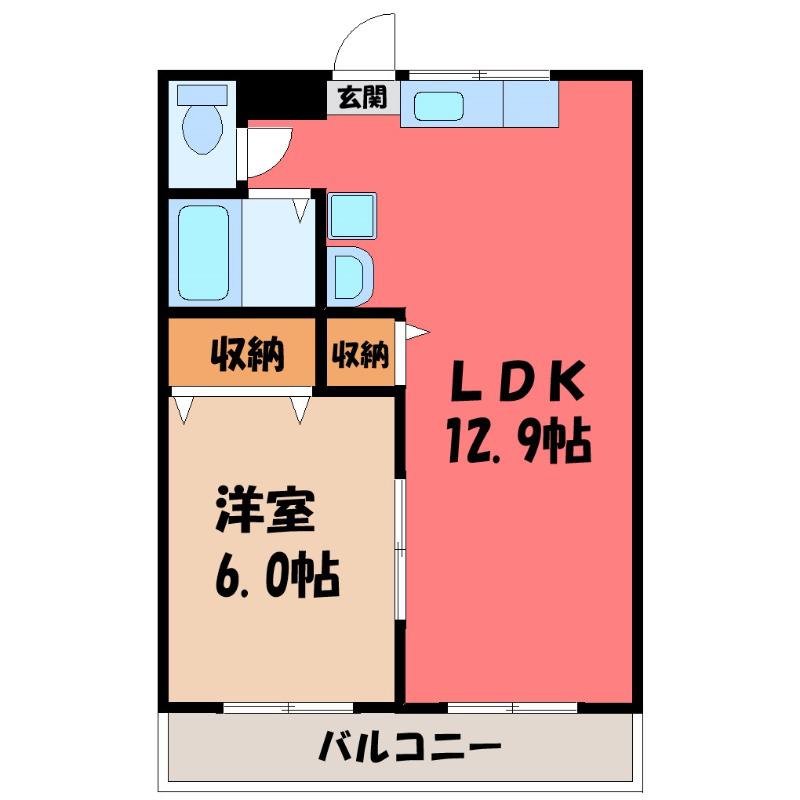 ニューヴィレッジ(1LDK/1階)の間取り写真