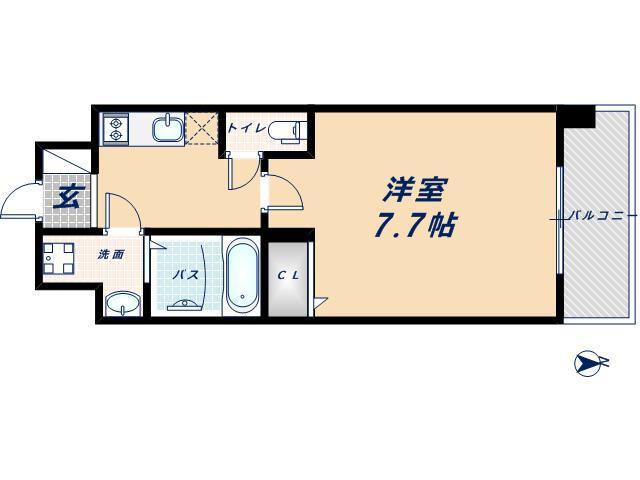 ALZA立売堀(1K/2階)の間取り写真