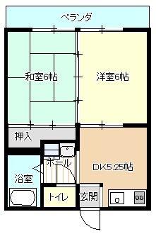 コーポカトレア(2DK/1階)の間取り写真