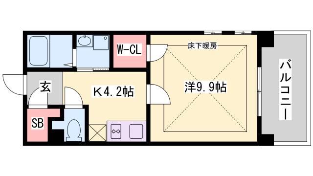 アーバンヴィレッジ兵庫エスタシオン(1K/4階)の間取り写真