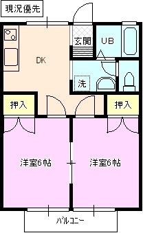 フォースアベニュー和田 A棟(2DK/1階)の間取り写真