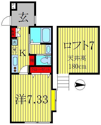 HAKU-AN(1K/2階)の間取り写真