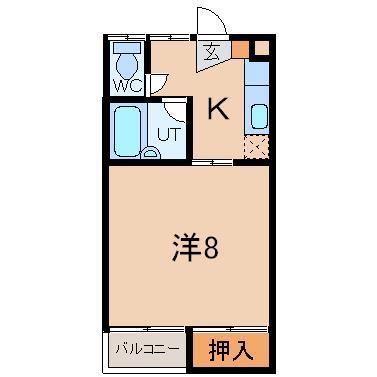 アイビーハウスB(1K/2階)の間取り写真