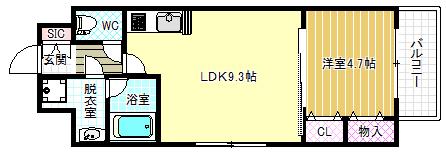 アーバネックス福島(1LDK/3階)の間取り写真
