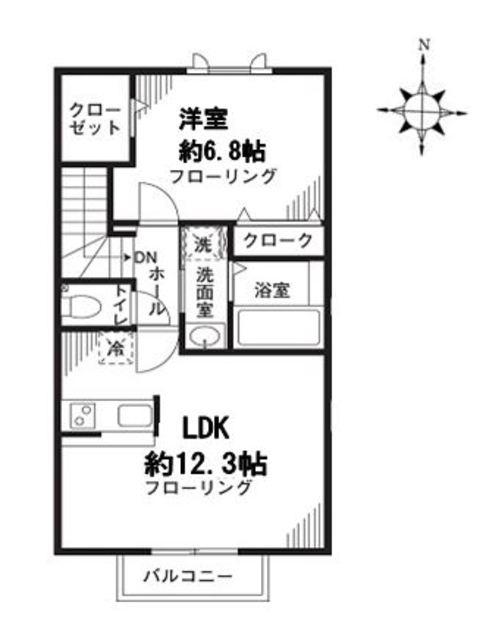 プリンシパル東川口(1LDK/2階)の間取り写真