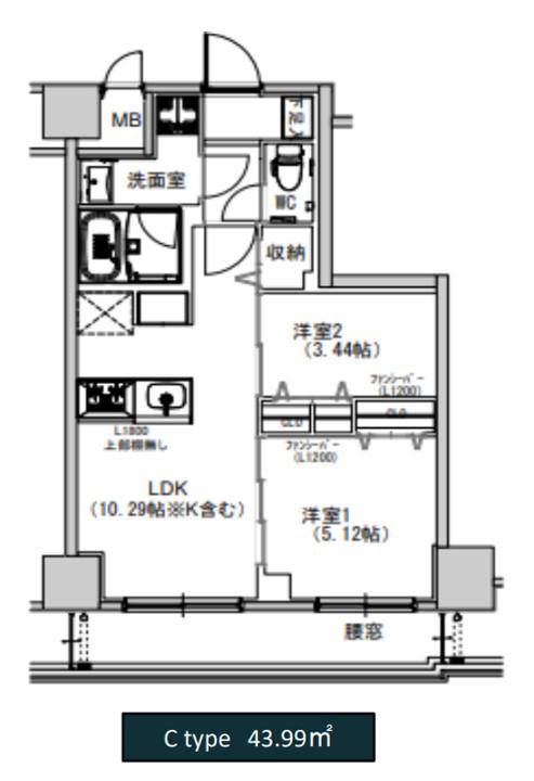S-RESIDENCE千住大橋(2LDK/5階)の間取り写真
