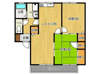 ベルメゾン瓜生I(2LDK/2階)の間取り写真