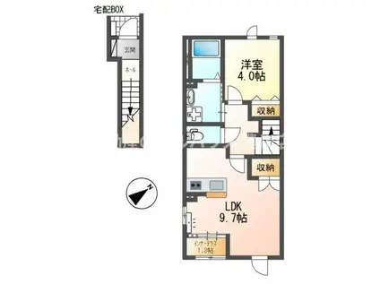 カサ デ クオーレ(1LDK/2階)の間取り写真