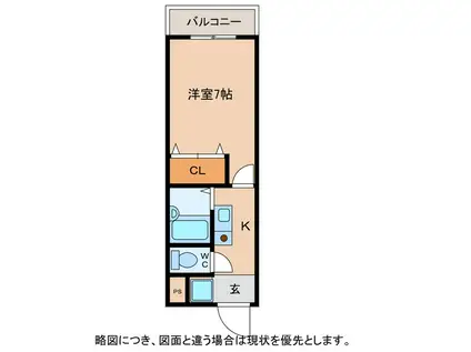 フォルサII号館(1K/1階)の間取り写真