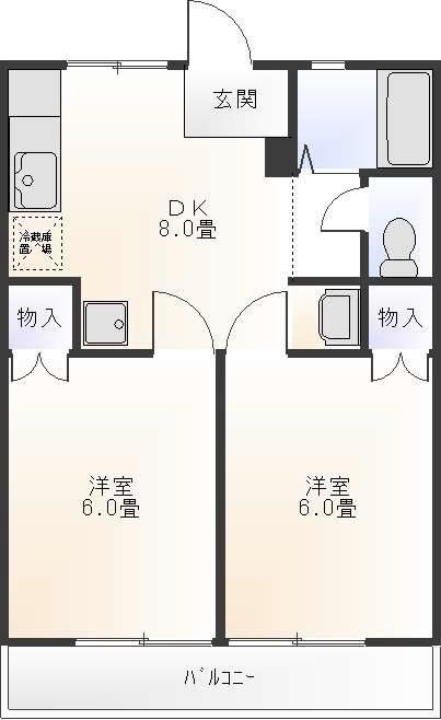 水野ハイツ(2DK/1階)の間取り写真