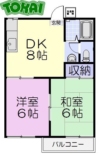 グリーンハイツ(2DK/2階)の間取り写真