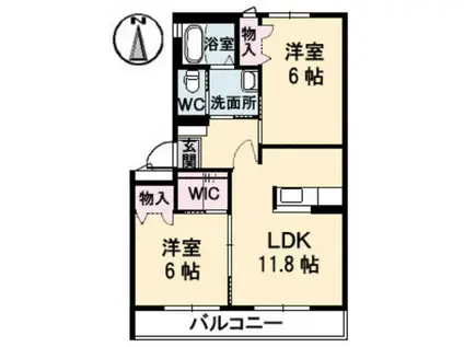 サンライズ スクエアI(2LDK/2階)の間取り写真