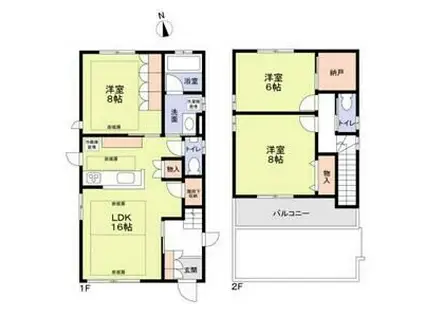 目黒区鷹番1丁目戸建(3LDK/1階)の間取り写真