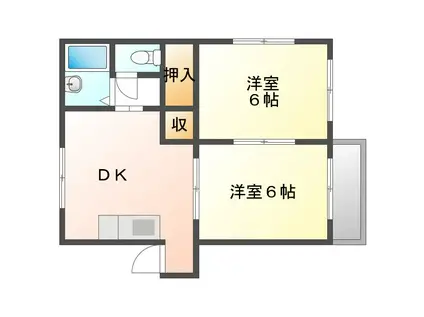 フォーリスト B(2DK/2階)の間取り写真