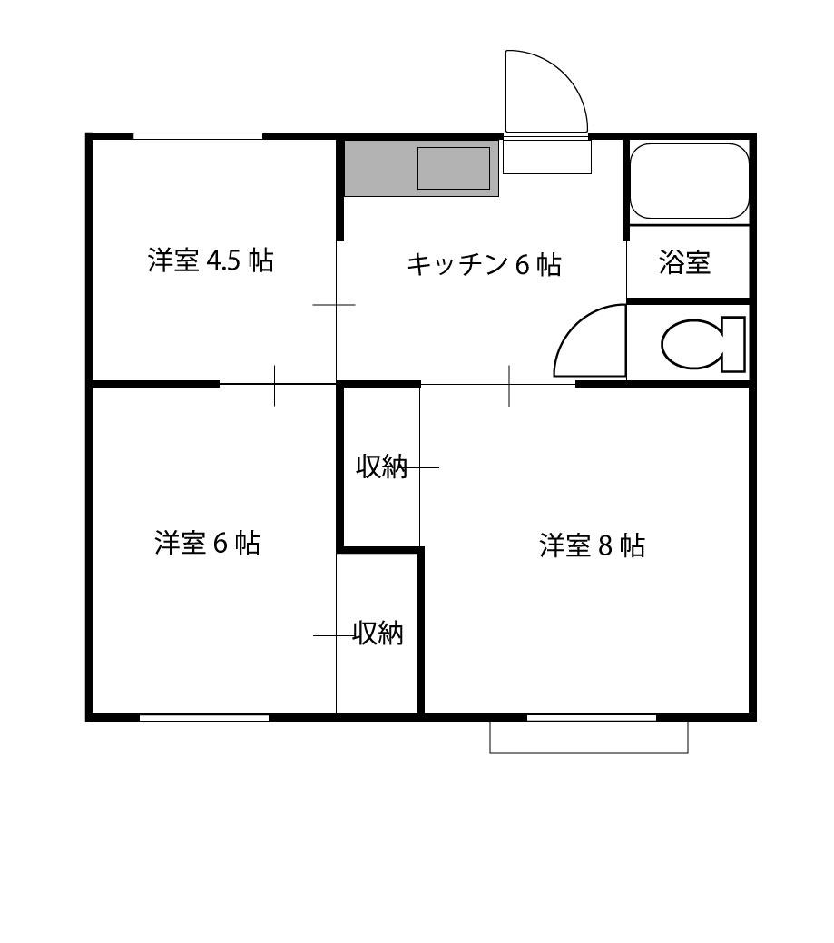 マロンハイツB(3K/2階)の間取り写真
