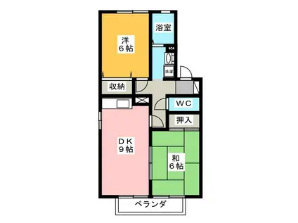レジデンスクマノ(2DK/2階)の間取り写真