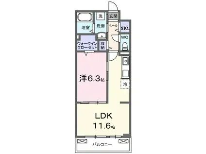 バンブーフォレスト II(1LDK/2階)の間取り写真