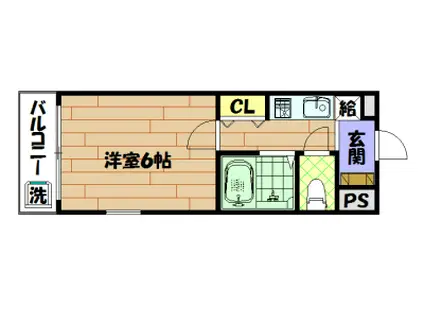 モダンアパートメント神戸新長田(1K/4階)の間取り写真