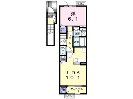 エスペランサ M DK(1LDK/2階)の間取り写真