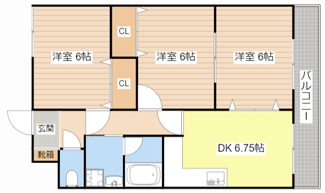 ヴィラ梅ノ井(3DK/3階)の間取り写真