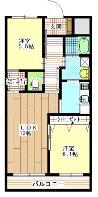 サウザンドマンション(2LDK/2階)の間取り写真