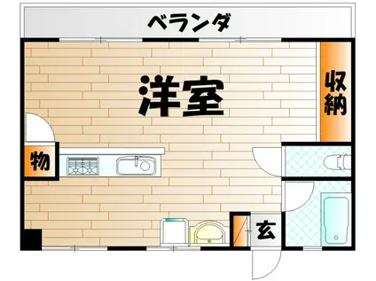 高砂ハイツ(ワンルーム/2階)の間取り写真